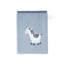 Waschlappen/Waschhandschuh hellblau mit Zebra 15x21 cm