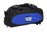 Sporttasche mit Rucksackfunktion in schwarz mit farbligen Seiteneinsätzen blau