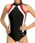 Preview: Badeanzug | Schwimmanzug OLIVIA schwarz/rot/weiß Vorderseite