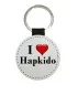 Preview: Key ring round imitation leather I Love Aikido