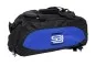 Preview: Sports bag with rucksack function in black with coloured side inserts in blue