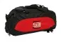 Preview: Sports bag with rucksack function in black with coloured side inserts in red