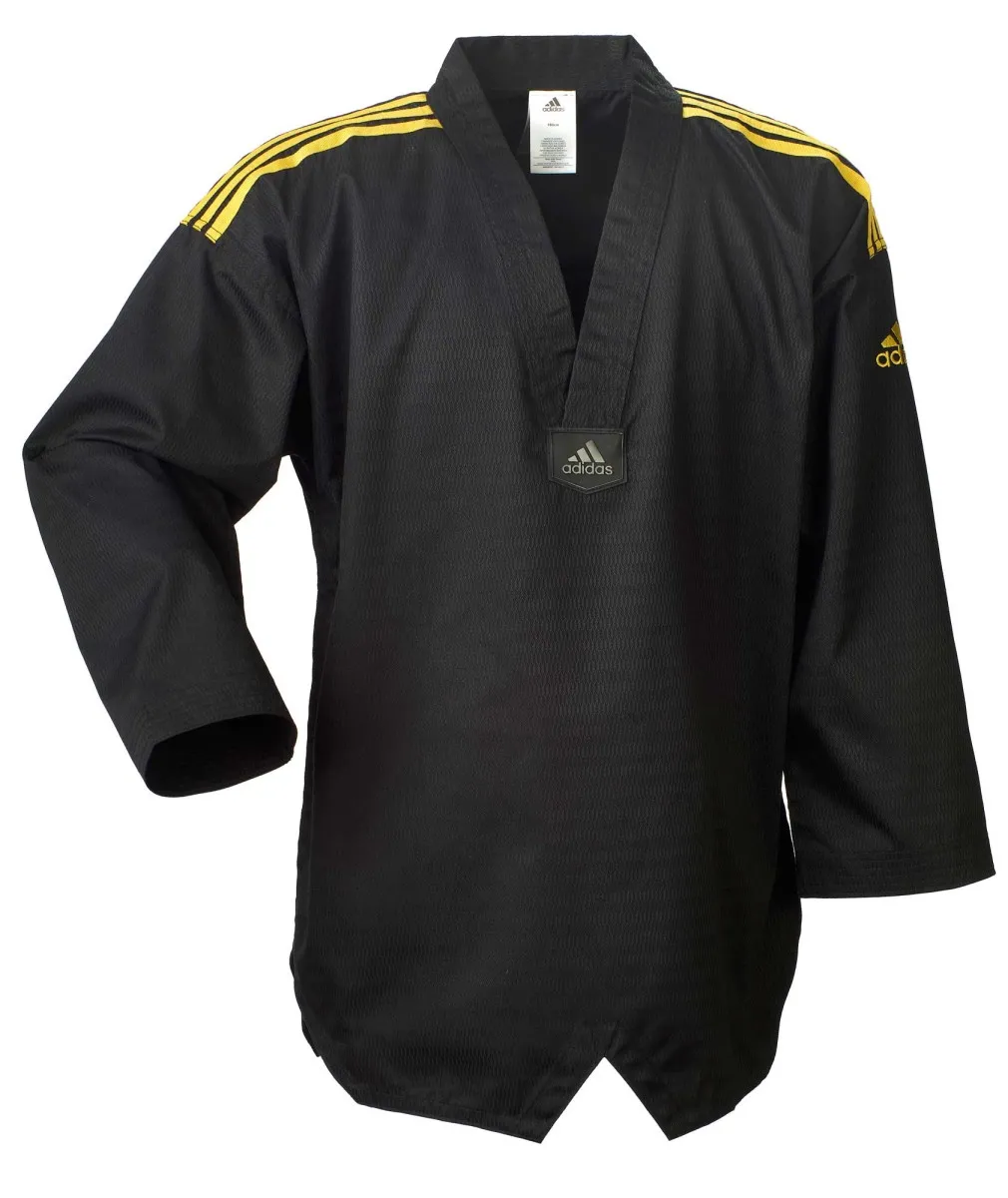 adidas Taekwondoanzug adi champion schwarz, goldene Schulterstreifen Jacke