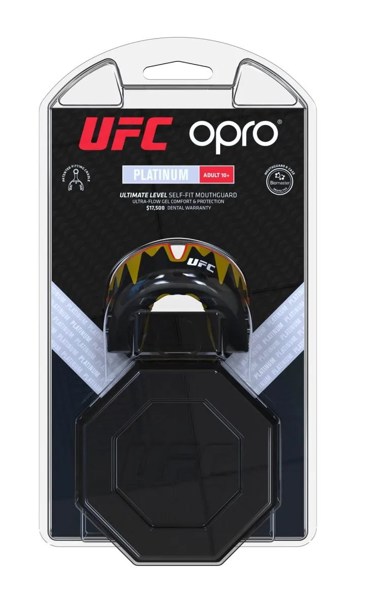 OPRO Zahnschutz UFC Platinum Fangzähne schwarz/gold Dose