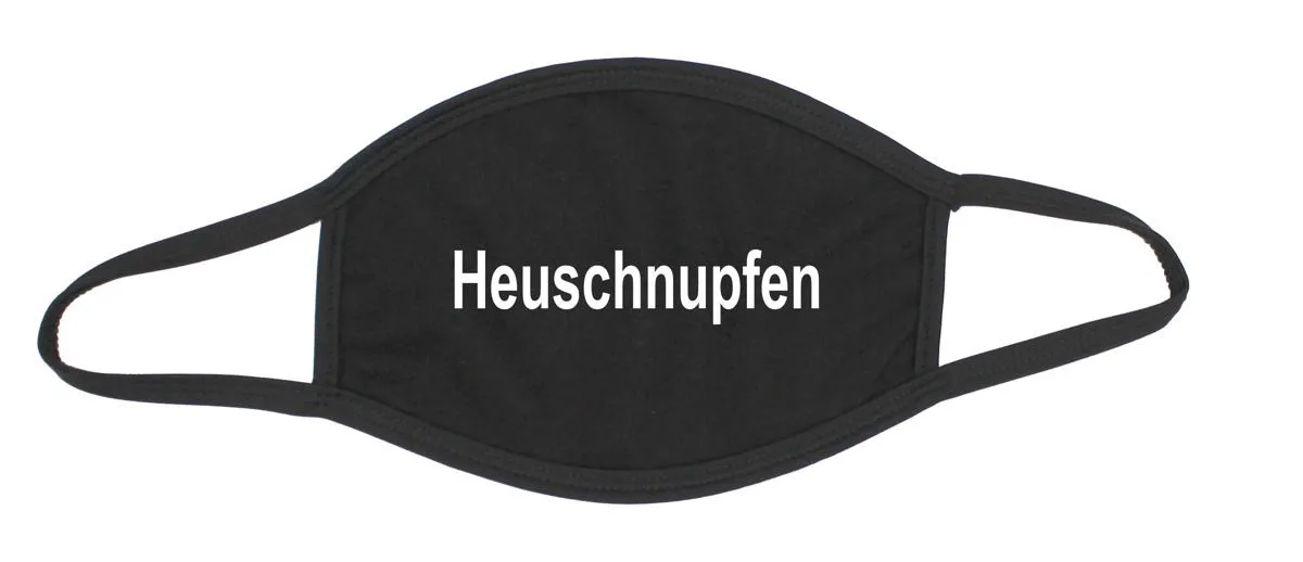 Black cotton mouth and nose mask with Heuschnupfen