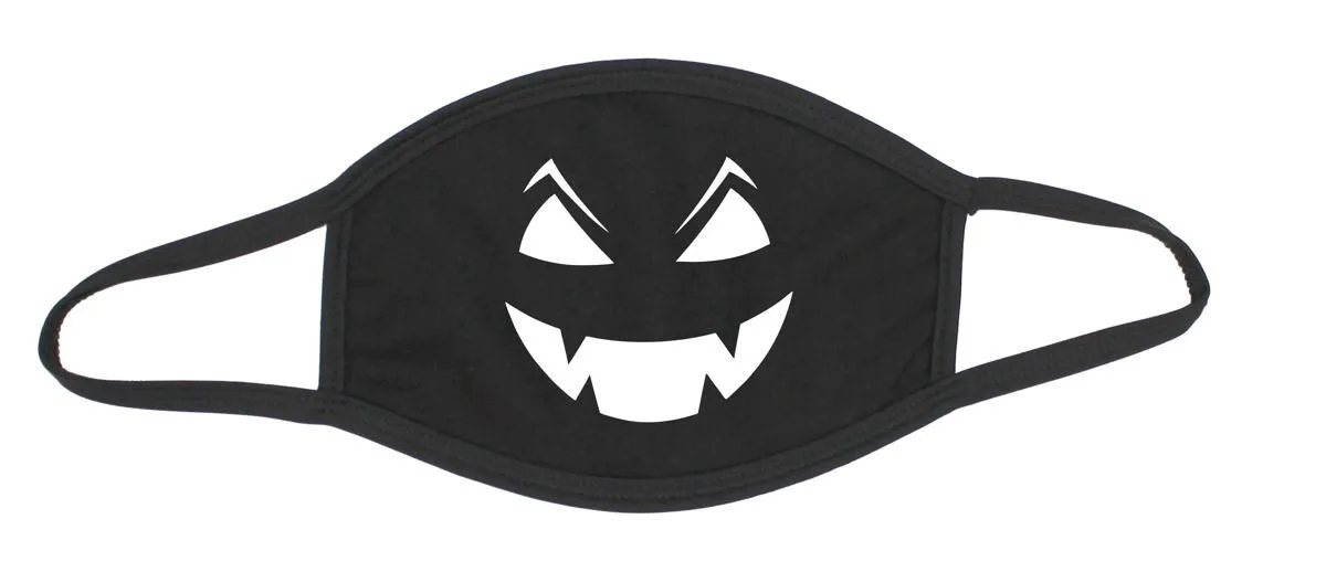 Mundschutz Baumwolle schwarz Halloween Gesicht