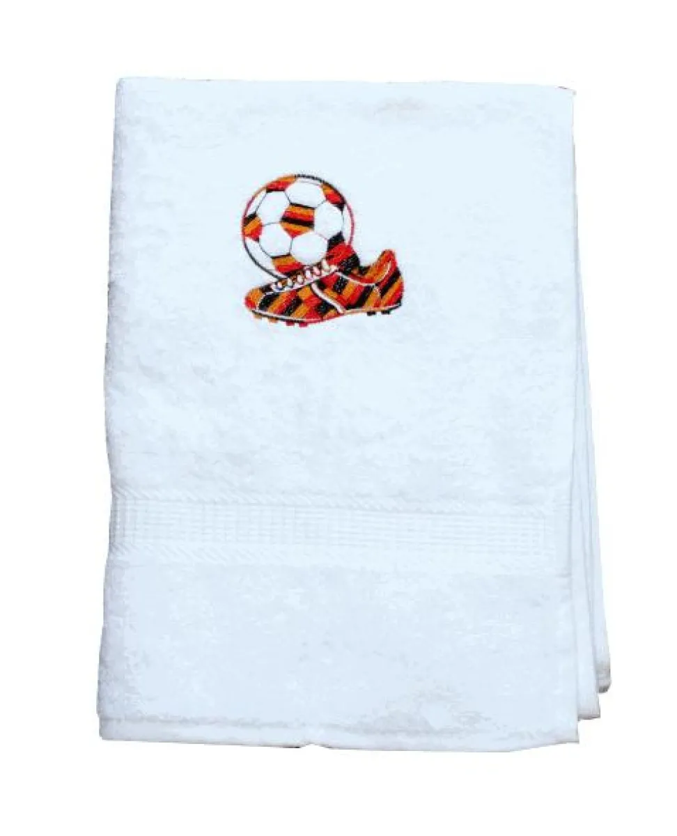 Shower and towels with the motif "football"