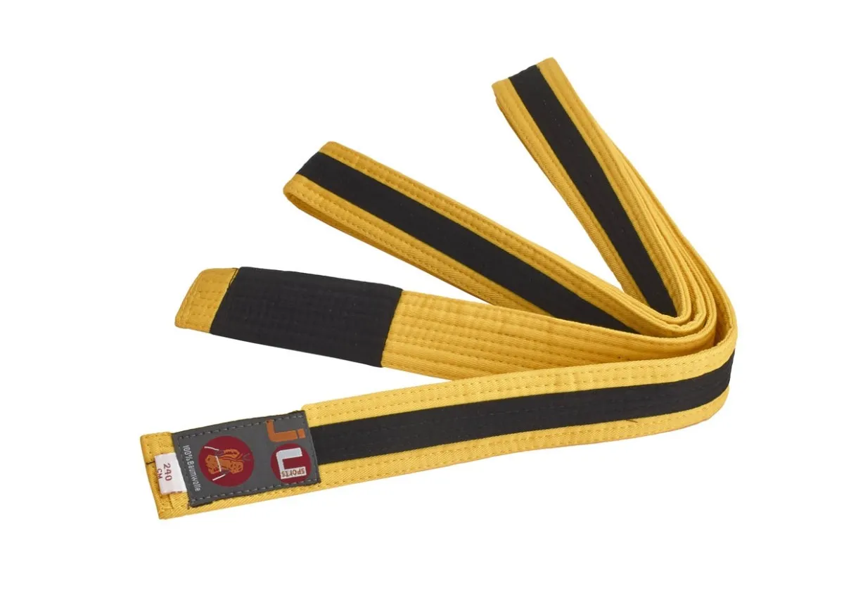 Cinturón Bjj infantil amarillo con raya negra