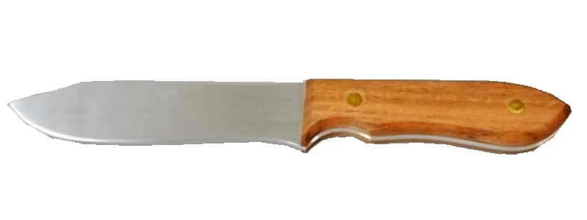 Couteau en aluminium avec manche en bois emousse