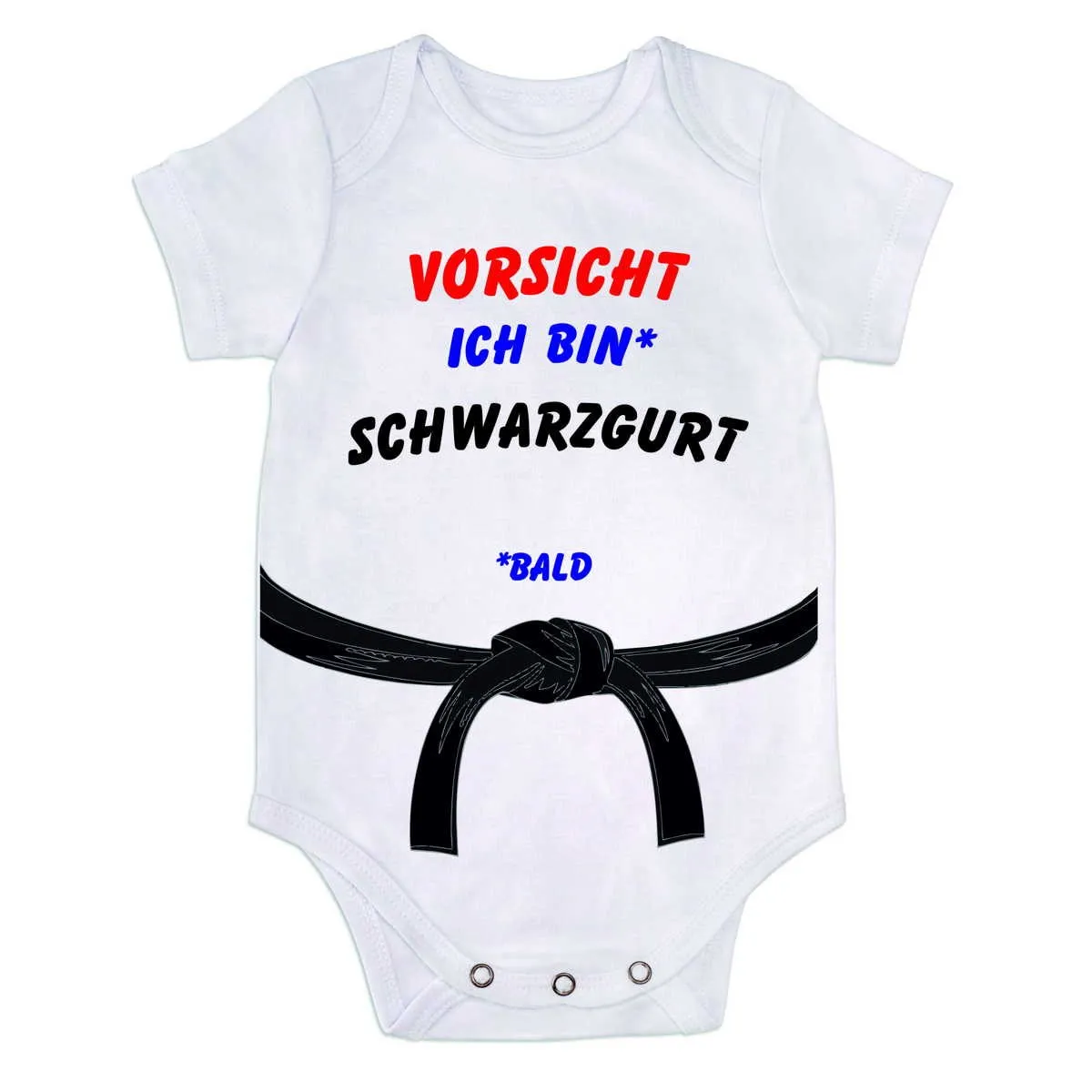 Baby bodysuit caution black belt