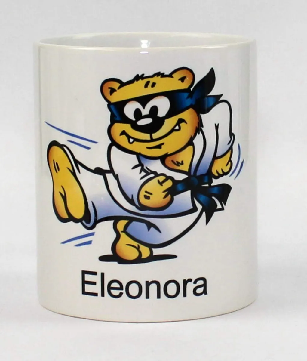 Mug with martial arts bear and name
