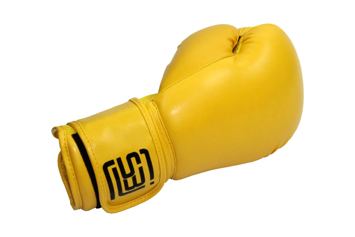 Boxhandschuhe Klettverschluss Kunstleder gelb mit