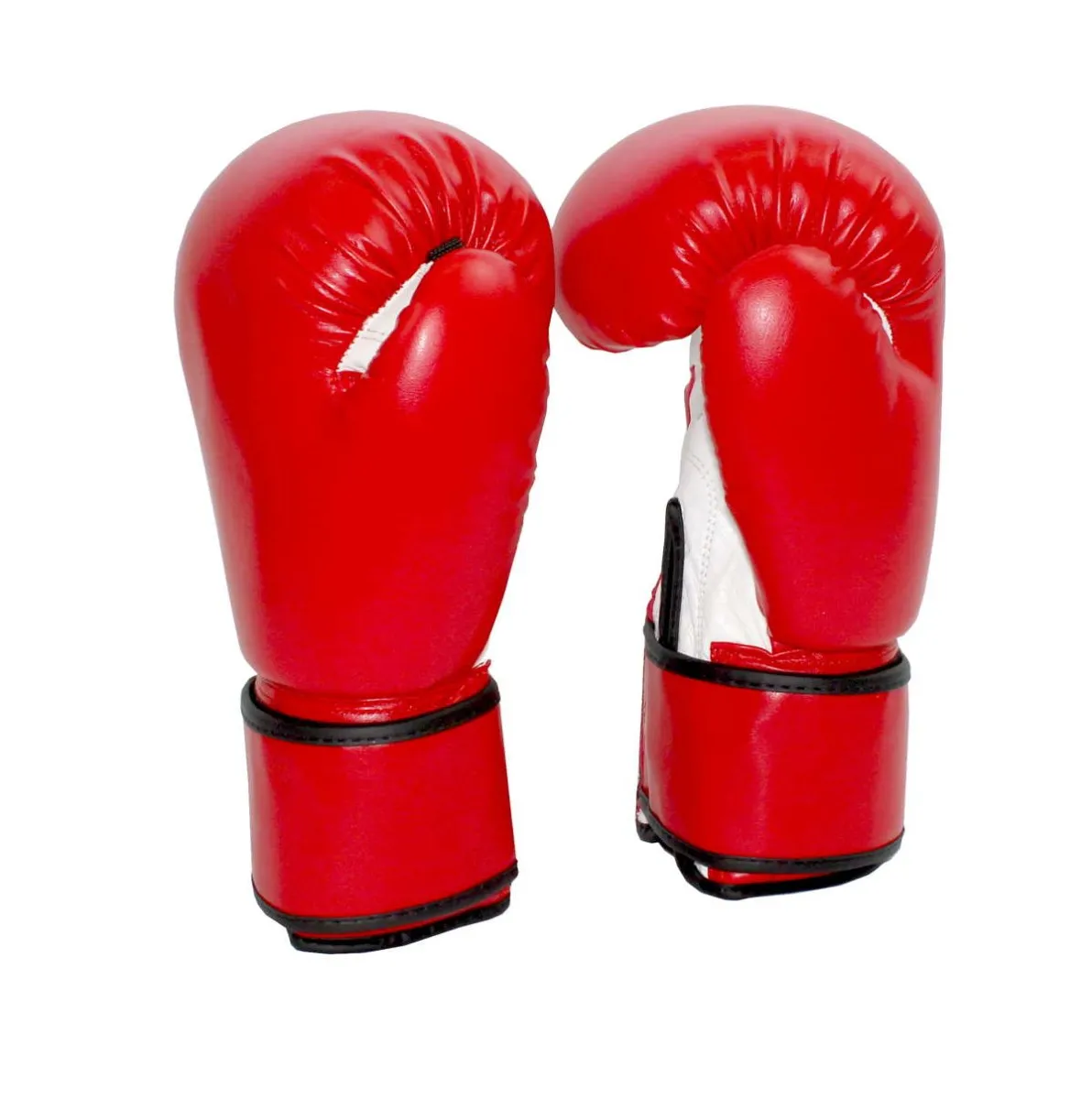 Guantes de boxeo sparring rojo blanco imitación cuero con cierre velcro