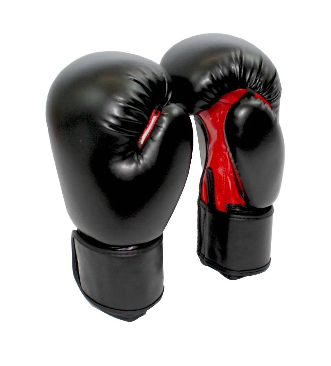 Guantes de boxeo sparring negro rojo imitación cuero con cierre velcro