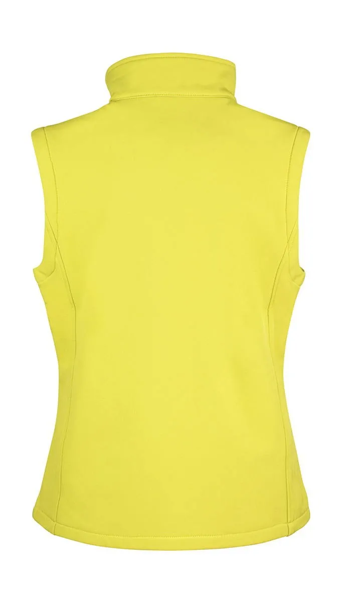 Damen Softshell Bodywarmer gelb/schwarz bedruckbar Rückseite