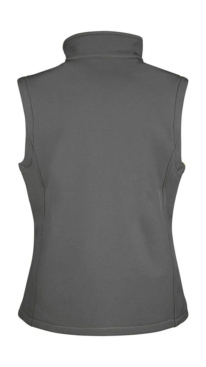 Damen Softshell Bodywarmer grau/schwarz bedruckbar Rückseite