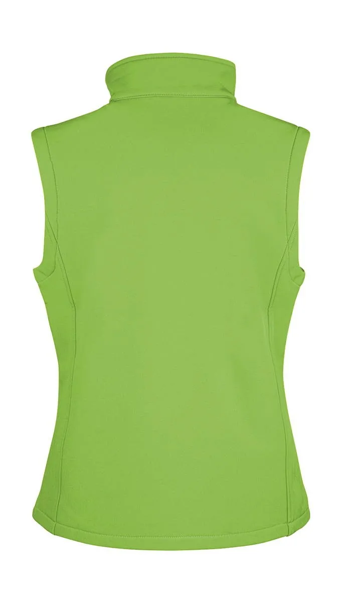 Damen Softshell Bodywarmer grün/schwarz bedruckbar Rückseite