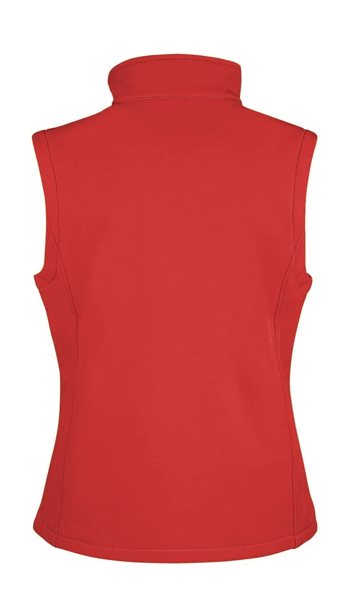Damen Softshell Bodywarmer rot/schwarz bedruckbar Rückseite