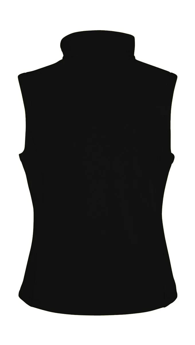 Damen Softshell Bodywarmer schwarz/orange bedruckbar Rückseite