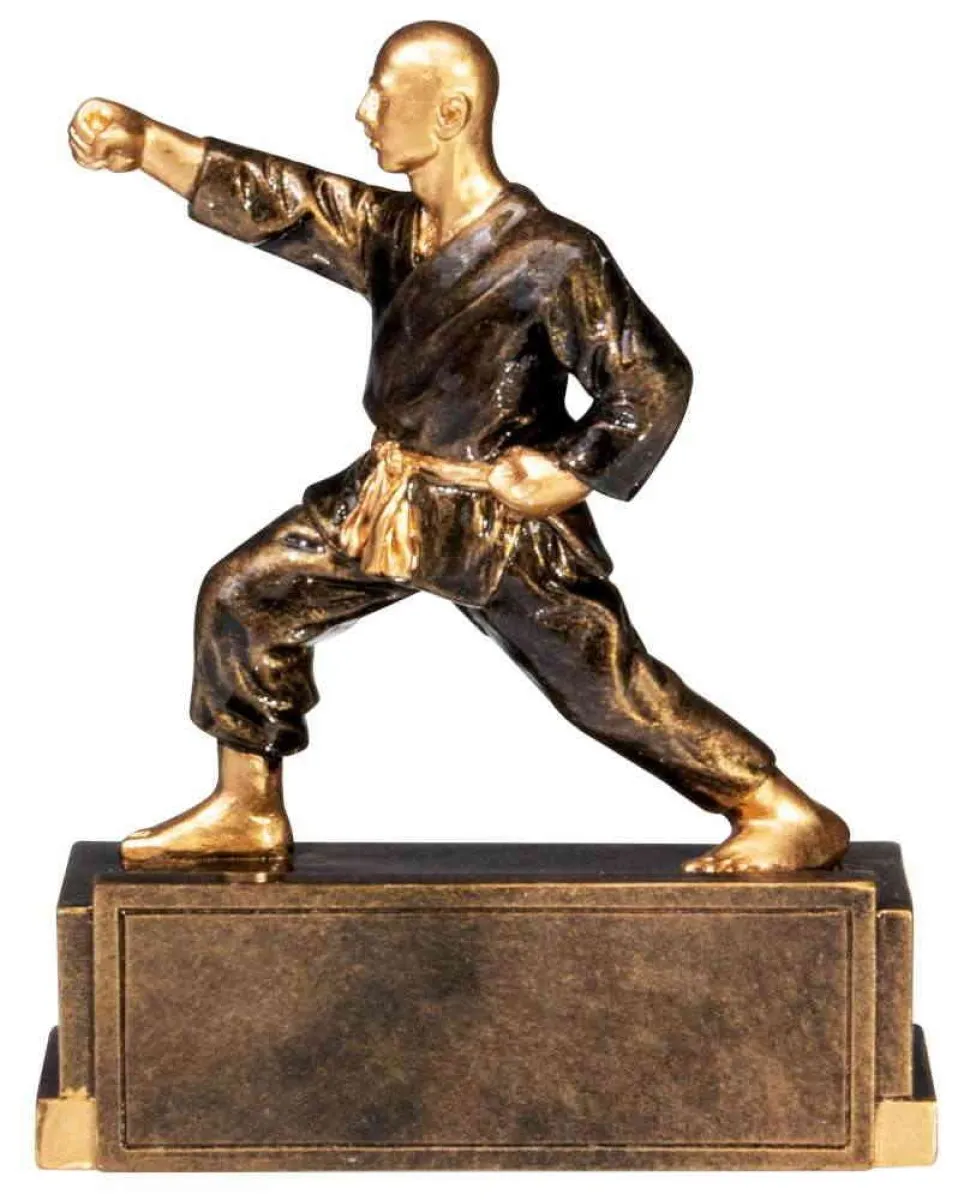 Figurine de trophee de karate en bronze