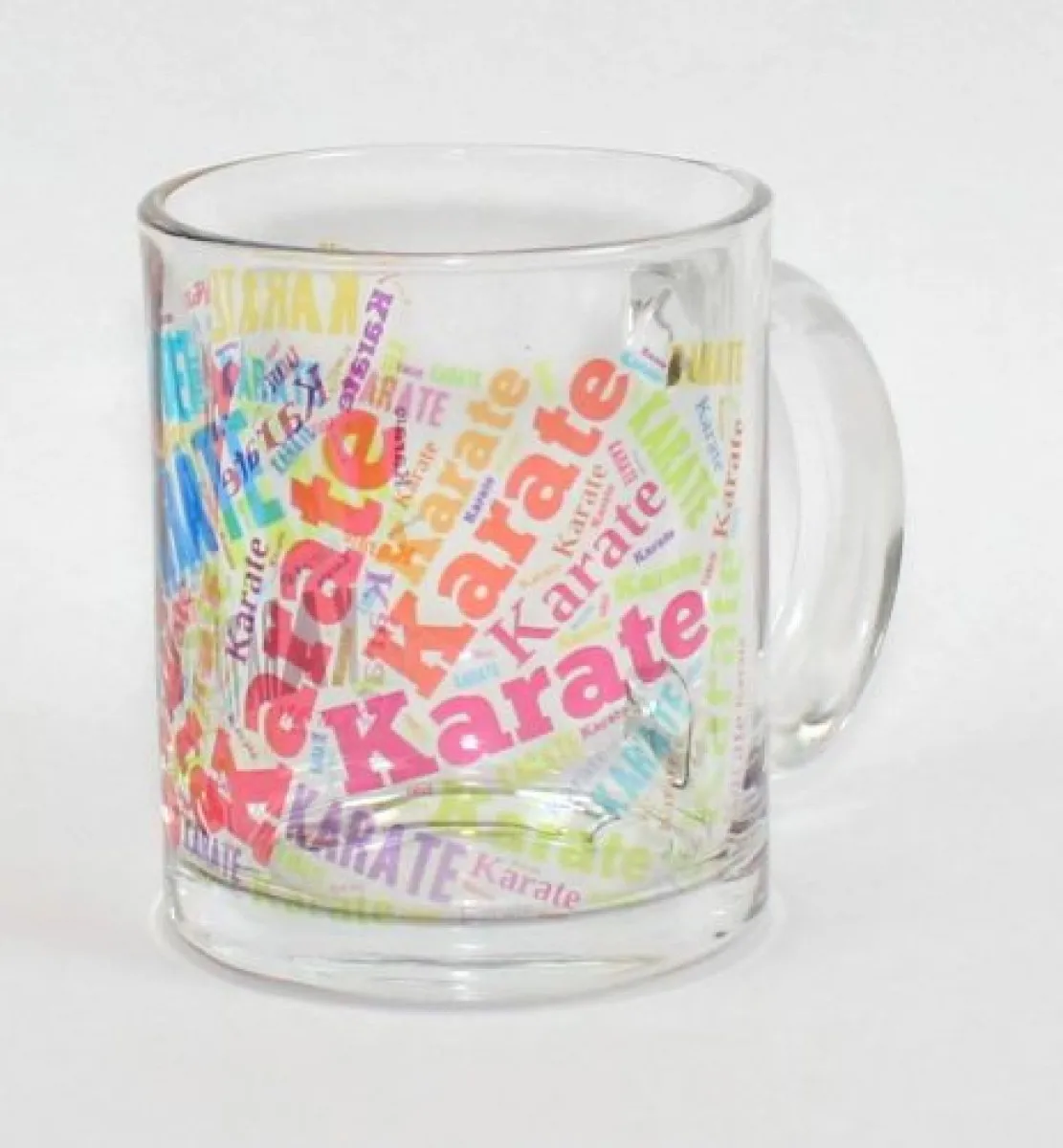 Glass mug with motif karate text