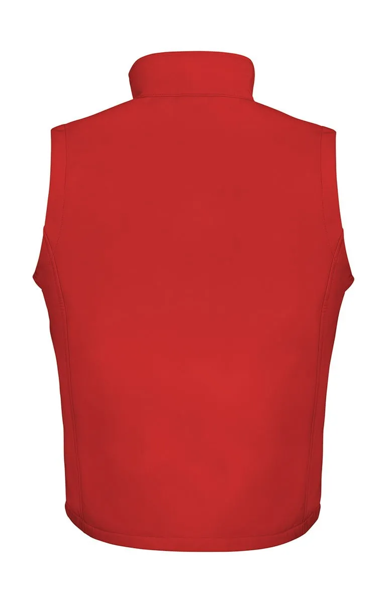 Herren Softshell Bodywarmer rot/schwarz bedruckbar Rückseite