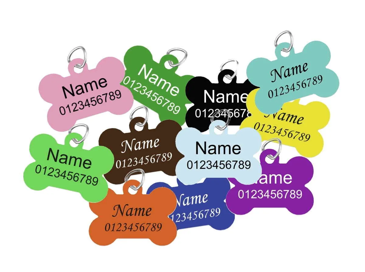 Placa de identificación con nombre y número de telefono