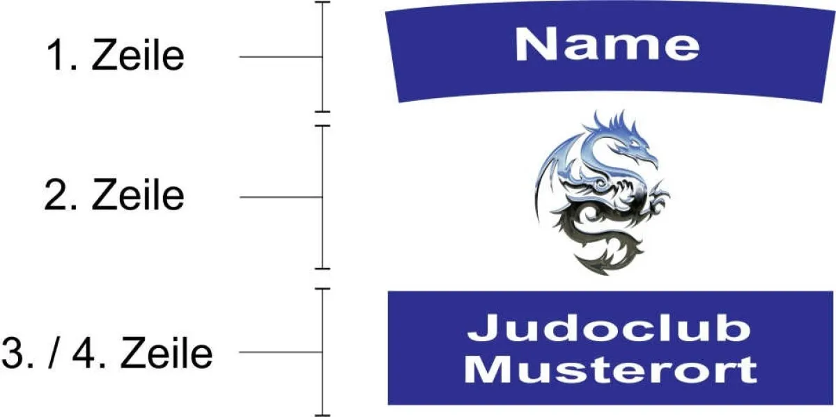 Etiqueta trasera del traje de judo con logotipo