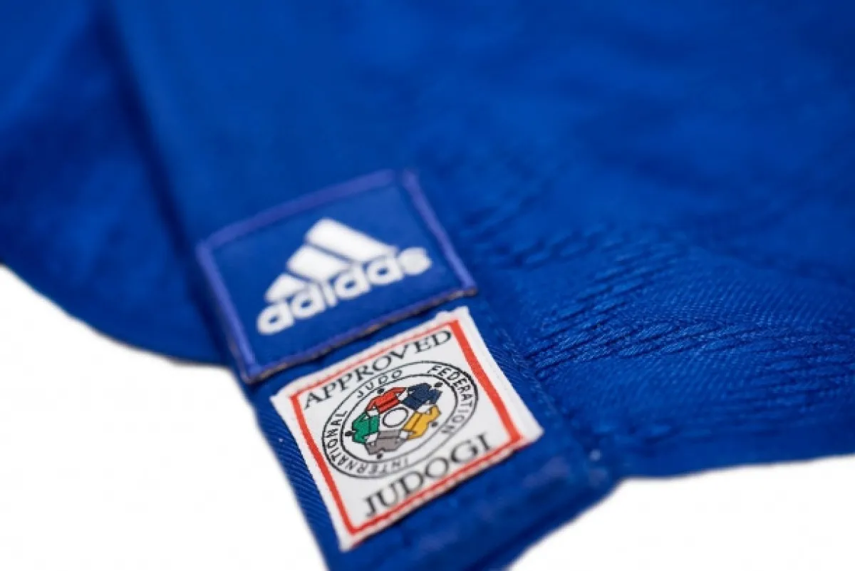 Judo suit adidas Champion II IJF blue with white shoulder stripes