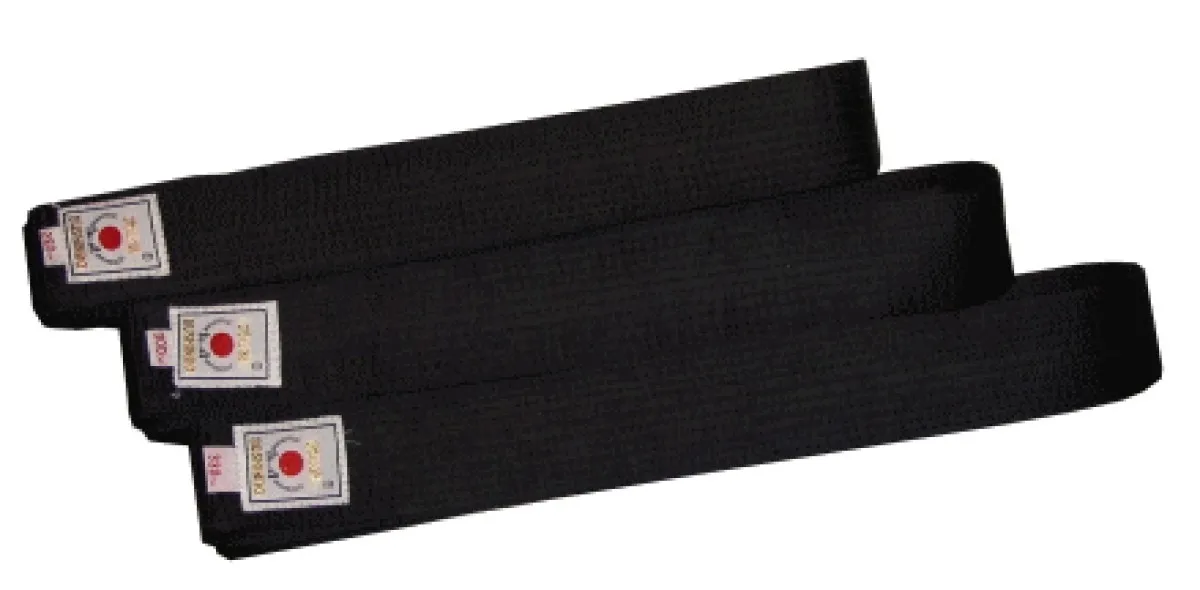 Karate und Budo Gürtel schwarz aus Kunstseide