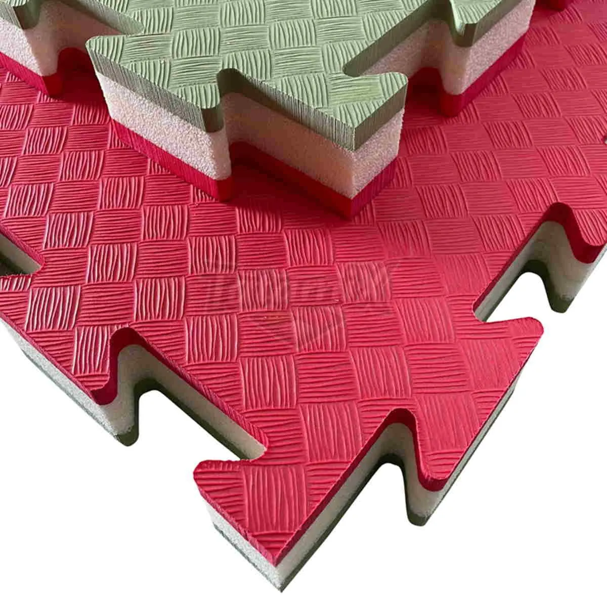 Puzzlematte Tatami Hybrid HC40 olivgrün/rot 100 cm x 100 cm x 4 cm