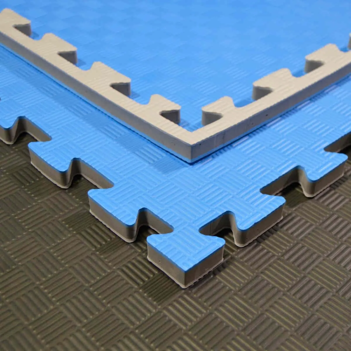 Reversible mat Checkerd grey/blue - 100 x 100 x 2cm