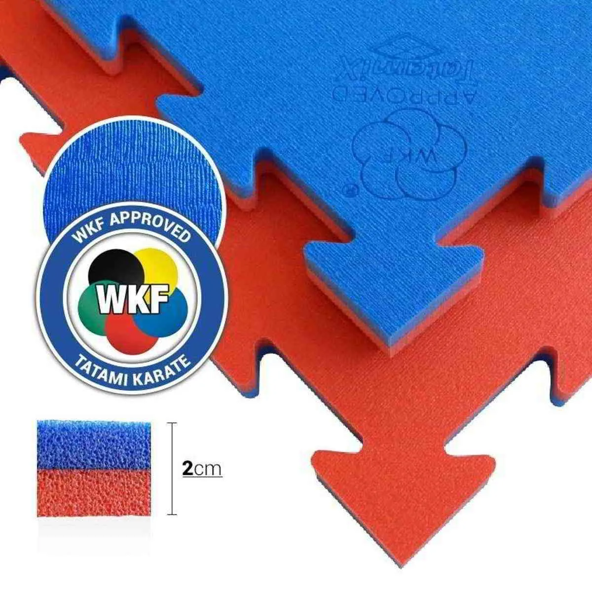 Tapis puzzle de karaté WKF approved rouge/bleu Tatamix 100x100 x 2cm