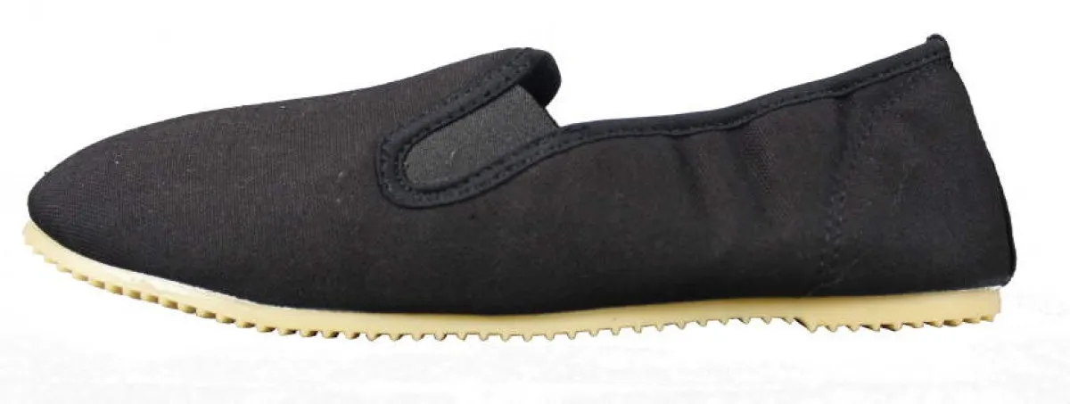 Chaussures de Kung Fu noires avec semelle en caoutchouc