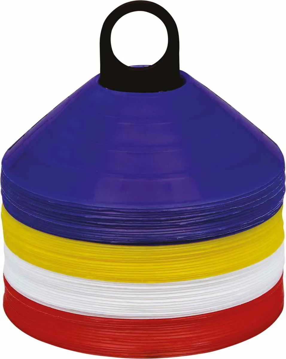 Set de cônes de marquage 60 pièces rouge, jaune, blanc, bleu