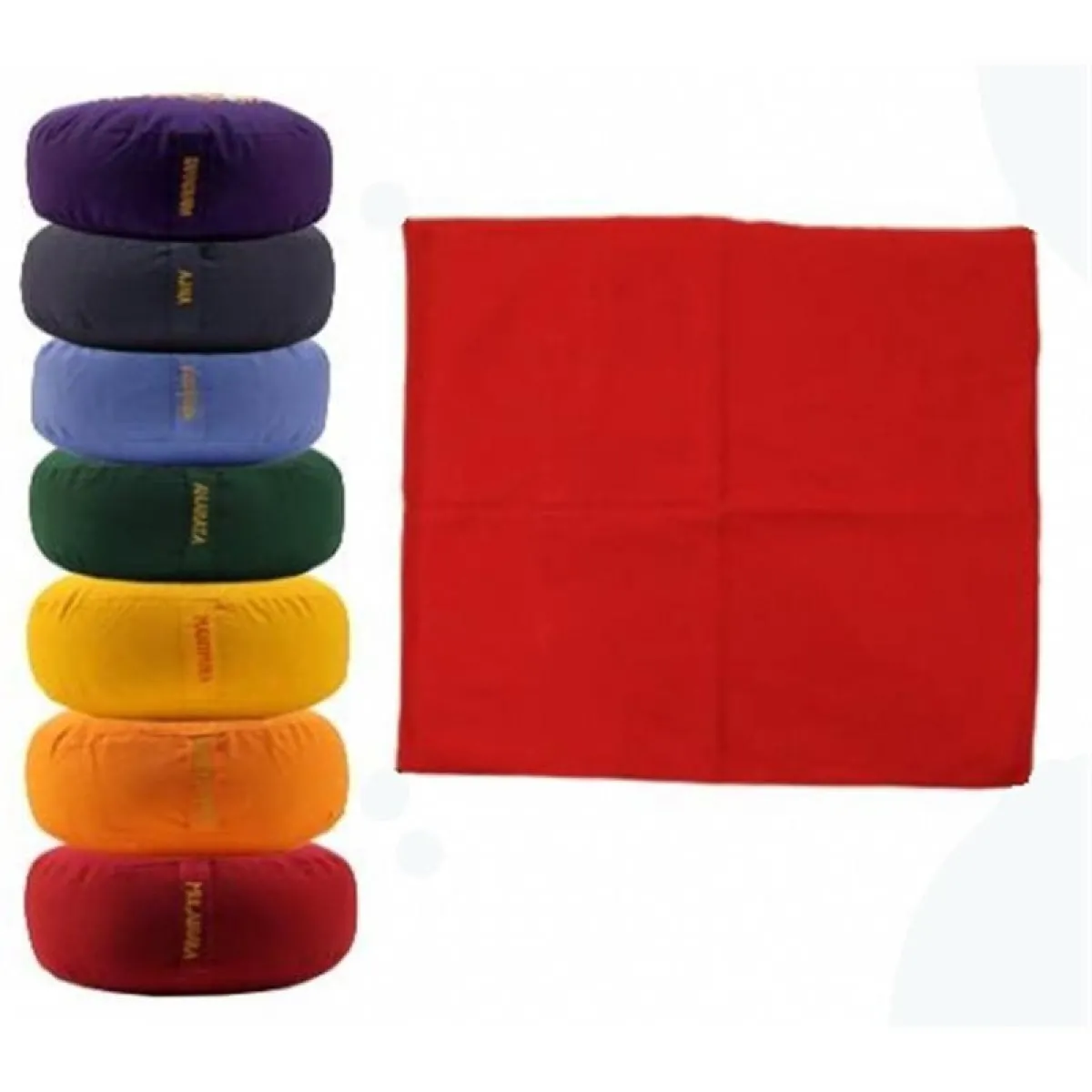 Meditation mats in the chakra colours