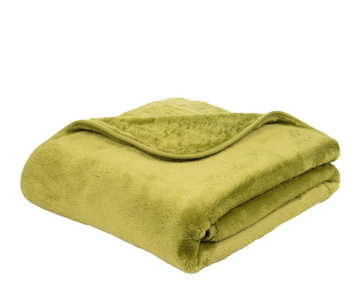 Mikroflausch Heim-und Schlafdecke Cashmere-feeling Farbe limonengrün