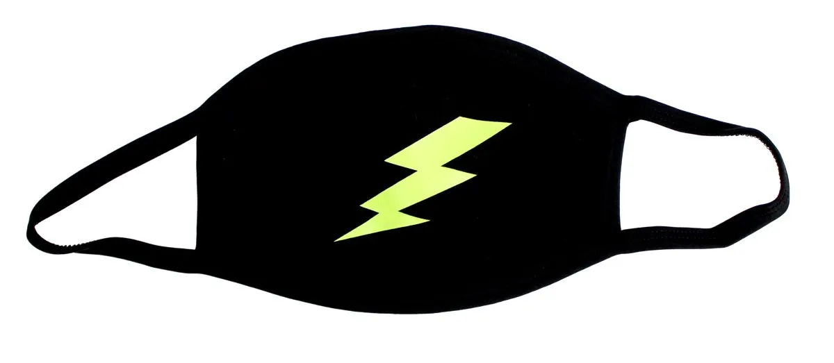 Mouth-nose mask cotton black with flash in neon yellow
