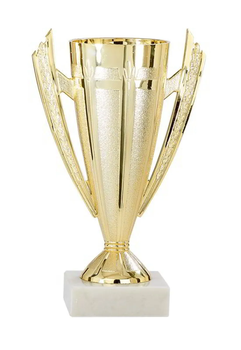Trofeo de plastico dorado/plateado con base de marmol