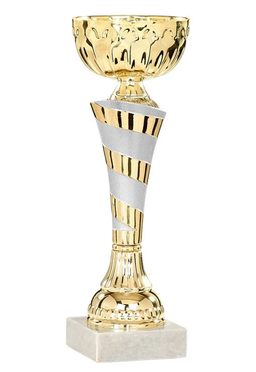 Gold trophy with silver applications
