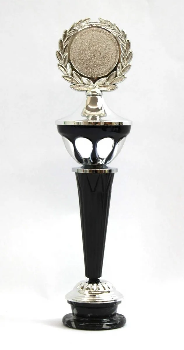 Pokal schwarz/silber mit Lorbeerkranz 33cm