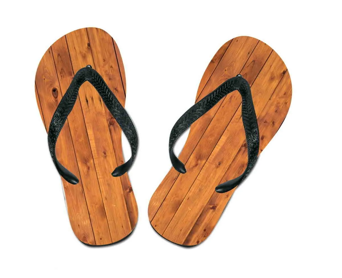 Flip flops wooden floor