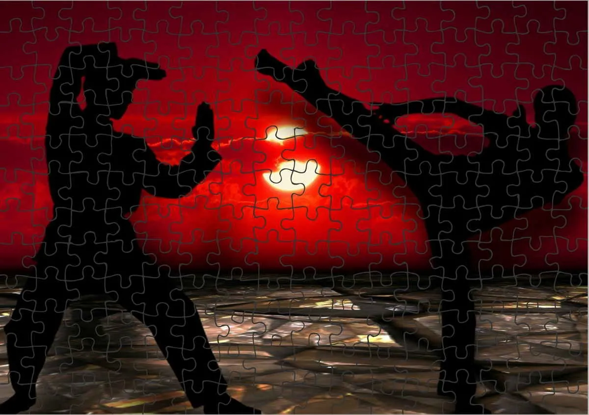 Puzzle karate puesta de sol