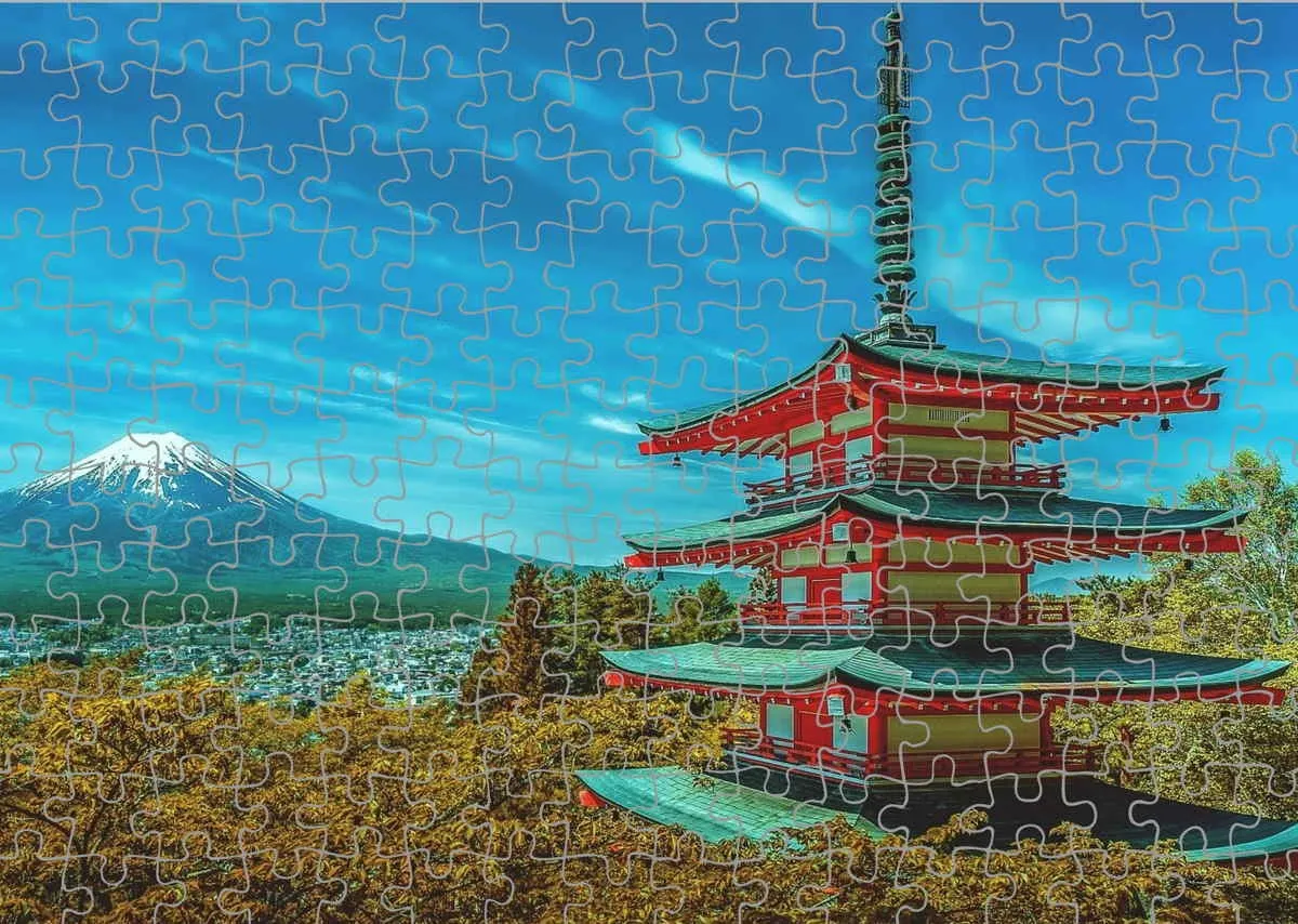 Puzzle Pagode mit Fujiyama