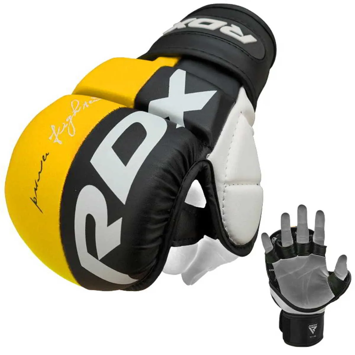 Gants MMA Sparring cuir synthétique jaune 7oz RDX T6