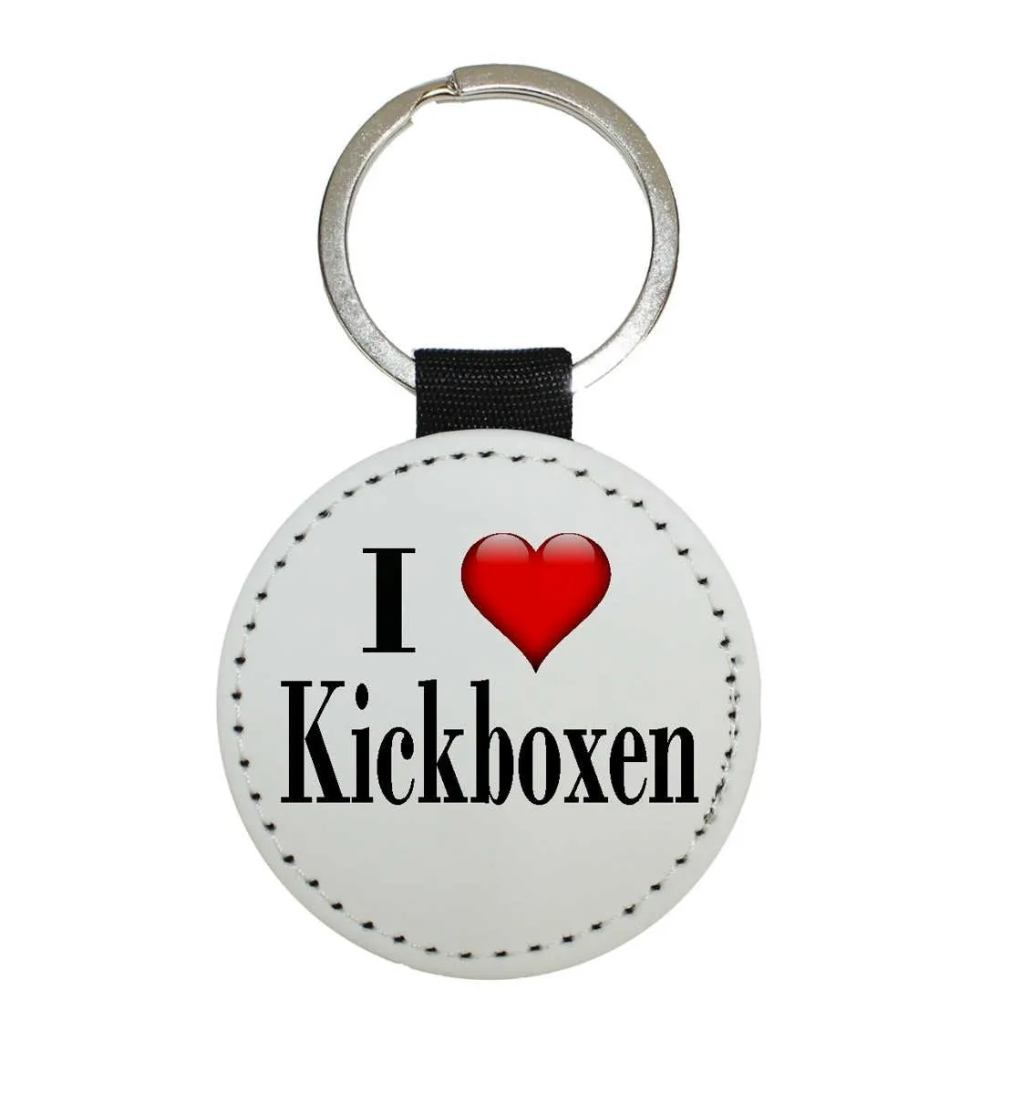 Key rings in different colors motif I Love Kickboxen