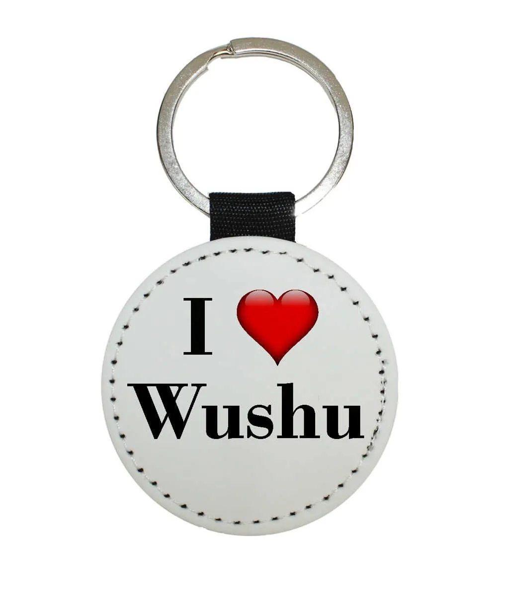 Porte-clés en différentes couleurs motif I Love Wushu