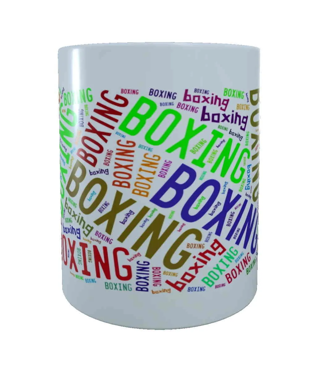 Tasse weiß bedruckt mit Boxing bunt