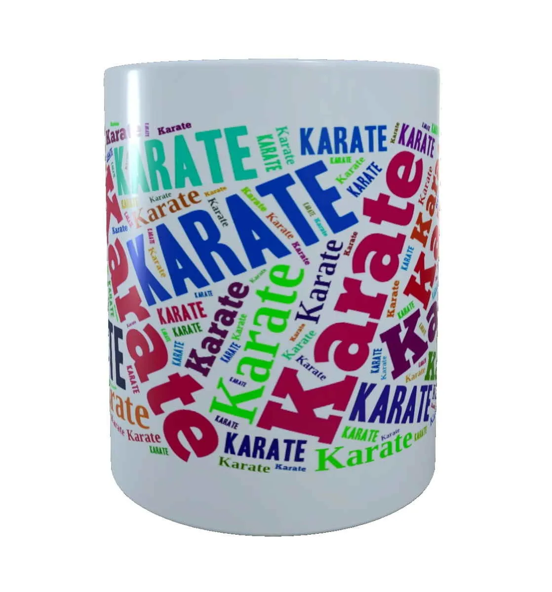 cup white printed with Karate colourful