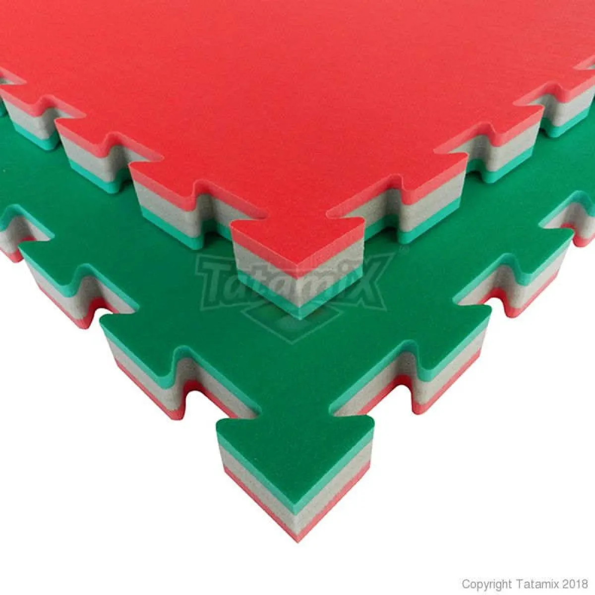 Tapis Tatami J40D rouge/gris/vert 100 cm x 100 cm x 4 cm